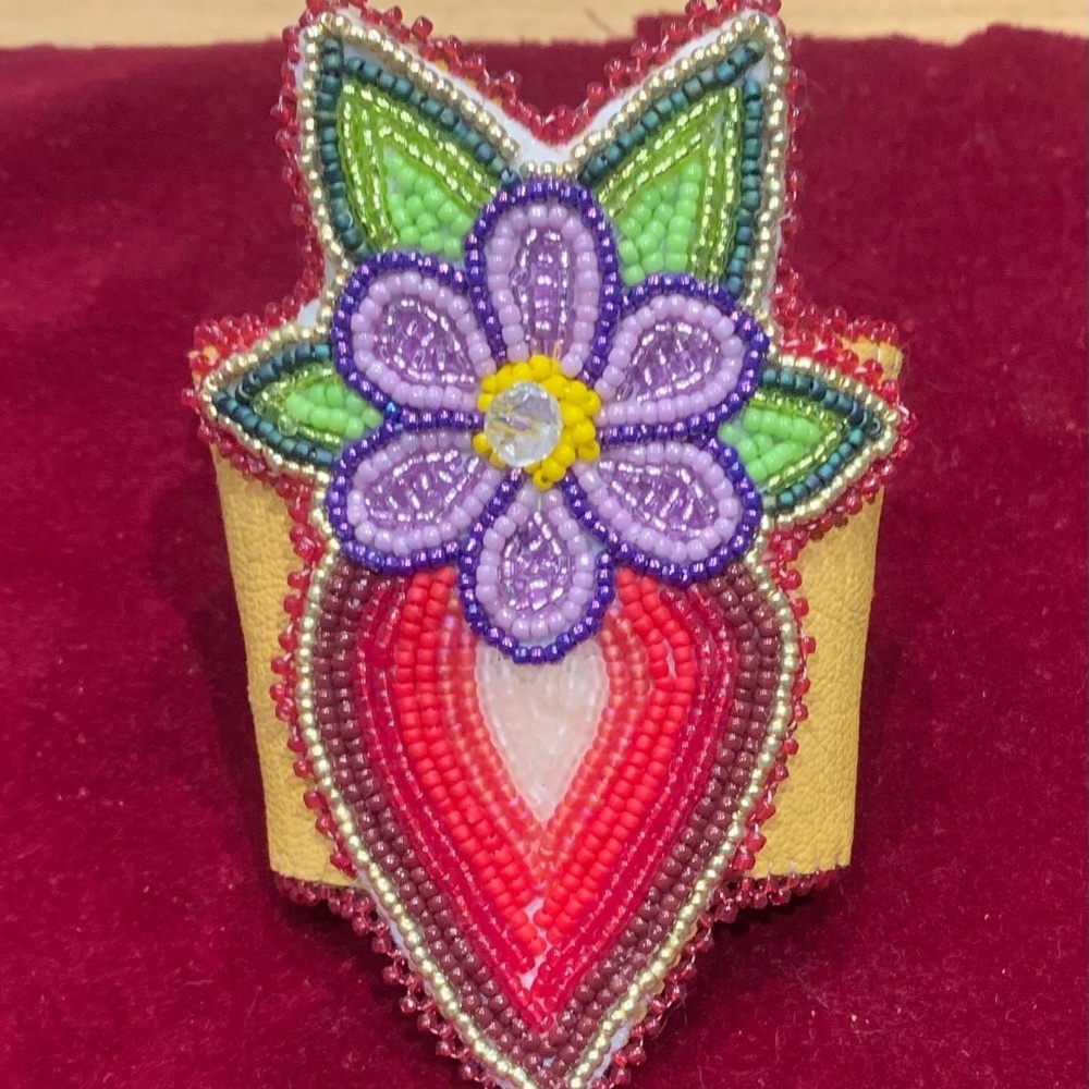 Beaded Strawberry Cuff Bracelet